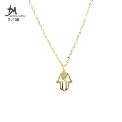 China X0159 Fashion Zircon Wholesale Jewelry High Quality 18K Gold Plated Fashion Charm Palm Zircon Pendant Necklace for sale