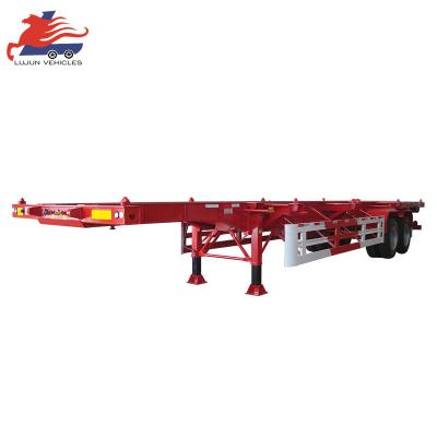 China Truck Trailer 20ft 40ft 45ft container trailer flat bed deck semi 3 axle Air or Mechanical Suspension Container Carrier Semi Trailer for sale