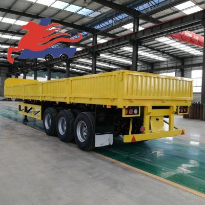 China Truck Trailer Drop Side Wall Semi Trailer Sidewall dropside 3 Axle Cargo transport semi trailer truck for sale