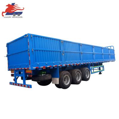 China Truck Trailer 3 axles Fence stake cargo side wall semi Trailer 40 tons cargo semi truck trailer to transport bulk cargo for sale