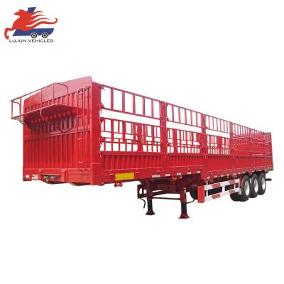 China Truck Trailer China 3 Axle 12 tire 40-60 Tons Stake Animal Transport Cargo Fence Truck Semi Trailer for sale