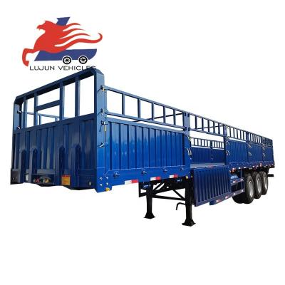 China Truck Trailer 50t 60t 80t bulk cargo fence semi trailer 3 axles 4 axles customized transporting animals and plants fence semi trailer for sale