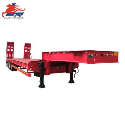 China Truck Trailer Excavator Lowbed trailer 3 4 axle Low bed loader 50 60 ton gooseneck lowboy Semi Truck Trailer for sale for sale