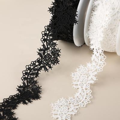 China Custom Size Viable High Quality Color Cotton Bead Trimming Embroidery Lace Trim Border For Lingerie Dress Milk Yarn/Polyester Sequins for sale