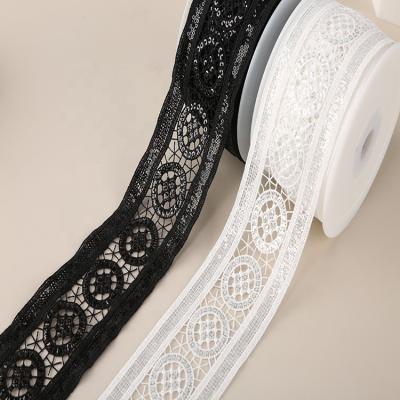 China Factory Price Custom Water Soluble Mesh Water Soluble Decoration White Guipure Lace Fabric Cotton Embroidery Lace Trim for sale