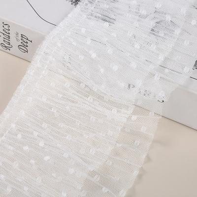 China Soft And Flexible Sustainable Chiffon Fabric Curtains 4cm Wide Pleated Embroidery Fringe Ribbon Lace Collar Ruffle Trim In DIY Apparel for sale