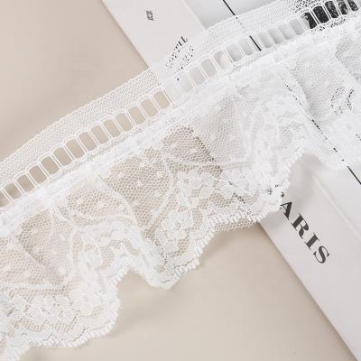 China One soft and flexible sustainable high quality diapers gathered elastic ruffle lace trim pleated lace trim for babies dolls dress skirt decor for sale