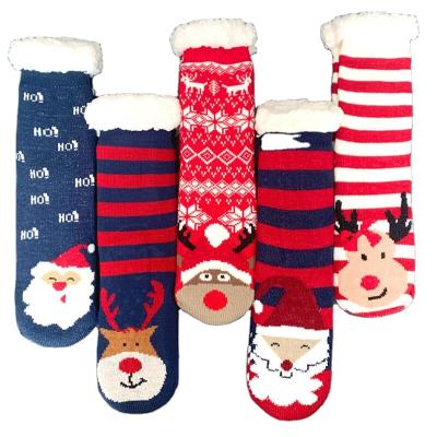 China 2021 Antibacterial Factory Hot Sale Indoor Keep Warm Ladies Socks Christmas Style Anti-skid Socks for sale