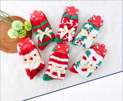 China 2021 Best Selling Breathable Warm Factory Price Direct Christmas Socks Softly Breathe To Warm Keep Winter Ladies Socks for sale