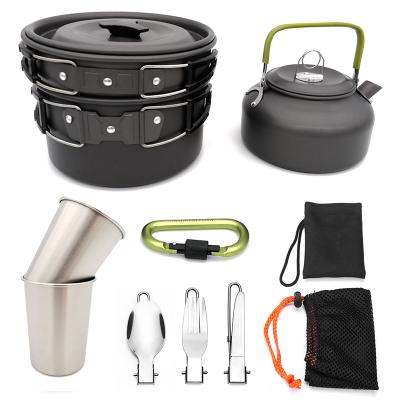 China Fashionable Outdoor Portable Pot Camping 1-2 People Picnic Pots And Barbecue Utensils Hiking Cookware for sale