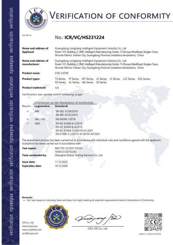 CE - Guangdong Longbang Intelligent Equipment Industrial Co., Ltd