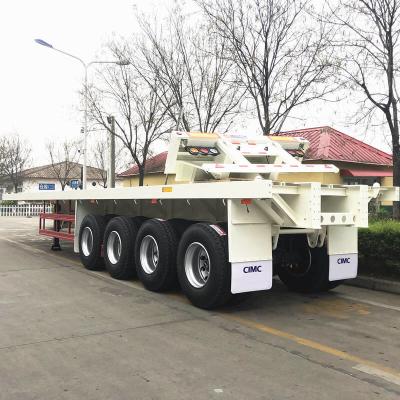 China Front Wall Quad Axle 80Ton CIMC 45 foot flatbed semi trailer for sale