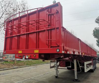 China Dry Cargo Tailgate 3 Axle 40 Foot 60T Dropside Trailer for sale