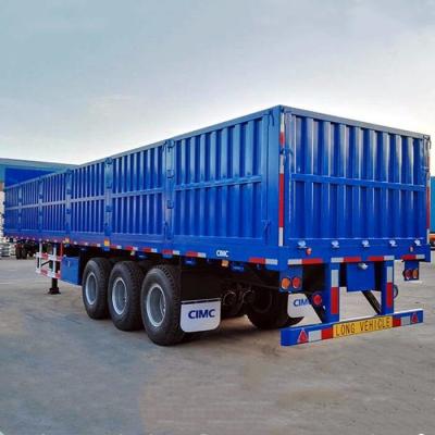 China Checker Plate Floor 80T 3 Axle Sidewall Semi Trailer for sale