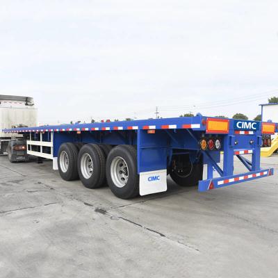 China 50mm Kingpin 60T 3 Axle 40Ft Flatbed Container Trailer for sale