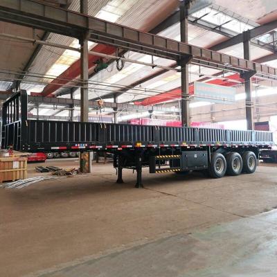 China Traction Pin Flatbed 50T Sidewall Cargo Semi Trailer for sale