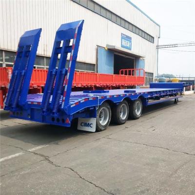 China 60T Tri Axle Low Bed Truck Trailer For Excavator Transport for sale