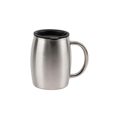 China Durable Custom Logo Travel Mug Stainless Steel Wall Insulator Double 14oz Coffee Mug With Metal Handle And Lids for sale