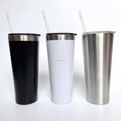 China Stainless Steel New Tumbler 24oz Straight Mug Travel Coffee Mug Durable Slim Double Wall Vacuum Large With Straw for sale