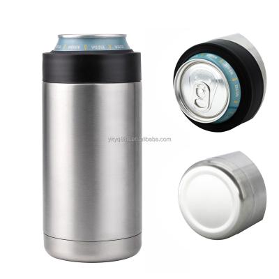 China Portable Stainless Steel Vacuum Cooler 12oz Travel Isolator Cold Stand Can Cooler With Sublimation for sale