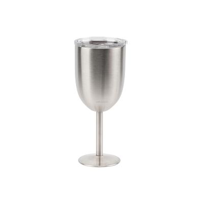 China RTS Stainless Steel Wine Double 10oz Wall Vacuum Red Wine Goblet Viable Glass Tumbler With Lid for sale