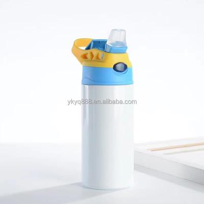 China Sublimation 12oz 350ml Sippy Cup Kids Baby Tumbler Sippy Stainless Steel Double Wall White Water Bottle Viable White With Straw Lids for sale