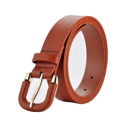 China New Brown Soft Leather Buckle Decoration Belt All-match Retro Casual Ladies Belt for sale