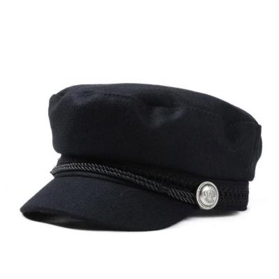 China COMMON Winter Hats For Men Women Casual Hat Woolen Button Down Baseball Caps Sun Visor Cap Gorras Black Octagonal Touca Cap for sale