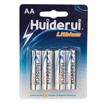 China Huiderui Battery Lithium Iron Disulfide Primary Batteries FR6 AA 1.5V 2800mAh 4pcs/packing AA Battery for sale