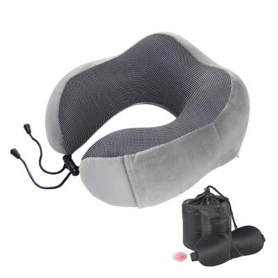 China Portable Cooling Eye Mask Set Neck Rest Cushion 3 in1 U Cushion Memory Foam Travel Neck Pillow for sale