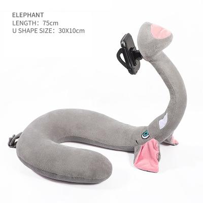 China Therapy Cartoon U Shape Travel Neck Pillow Phone Holder Neck Pillow Free Your Hand for sale