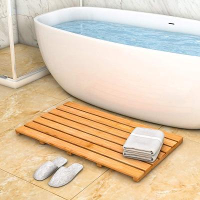 China Luxury Modern Multi-Functional Clear Square Kitchen Bathroom Shower Mat Non-Slip Floor Bamboo Bamboo Bath Mat Viable For Shower for sale