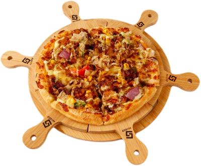 China 12 Inch or10 Viable Round Pizza Board Cheese Cutting Board Bamboo Wood Pizza Peel Paddle Cheese Board Set for sale