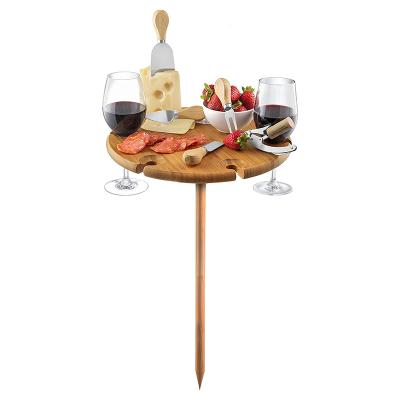 China Modern Hot Selling Beach Bamboo Table for Picnic Camping Wine Bread Portable Snack Table for Outdoor for sale