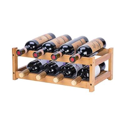 China Viable Wholesale Home Freestanding Countertop Wine Shop Natural Bamboo Display Rack for sale