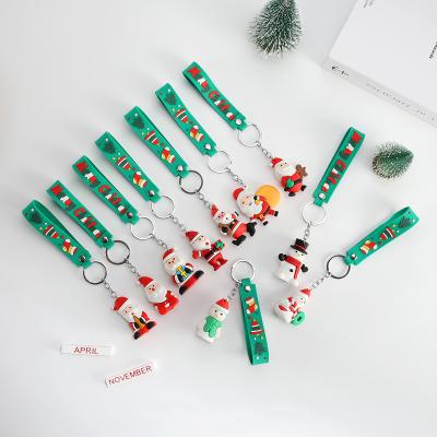 China Wholesale Promotion Gift Custom Cartoon Soft Cute PVC Key Chains Santa Claus Christmas Gift Rubber Metal Chains for sale