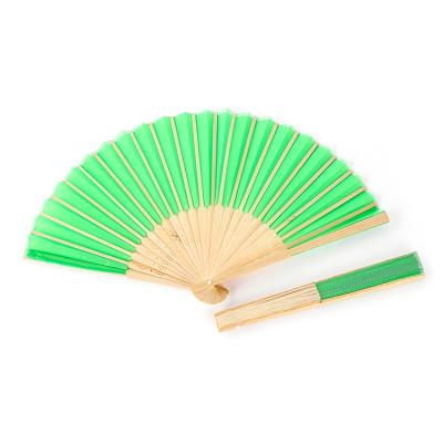 China Customized Customized Chinese Europe Handmade Colorful Elegant Folding Wooden Fan Wedding Hand Fan Without Gift Box for sale