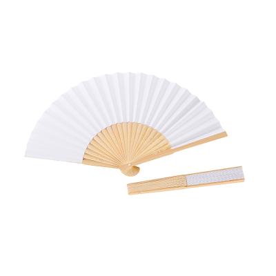 China Europe promotion item for company of custom printed folding bamboo paper fan without gift box for sale