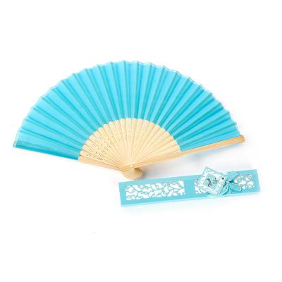 China Europe Solid Color Chinese Personalized Elegant Hand Wedding Folding Wooden Fan With Gift Box for sale