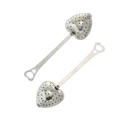 China Viable Zinc Alloy Tea Infuser Filter Administer Long Handle Mesh Heart Shaped Tea Strainer Spoon Spoon for sale