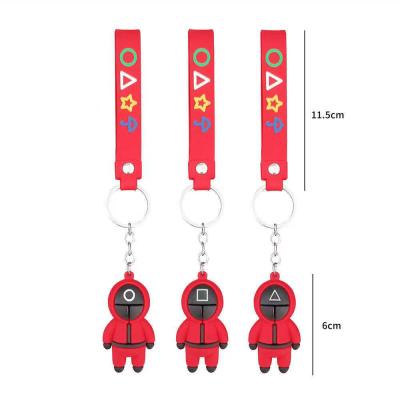 China Promotion Gift China Manufacturer Custom Squid Game Professional 3D Doll Toys Rubber Key Chain for sale