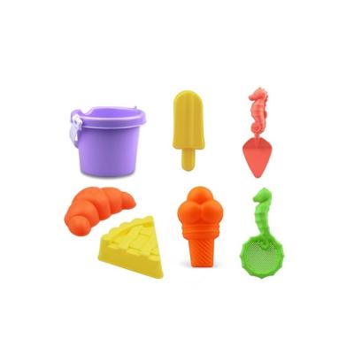 China Hot Sale Eco-friendly Beach Toy Bucket Soft Silicone Beach Toy New Arrival Bucket With Ice Cream Pattern Summer Sand Beach Toys Set For Kids for sale