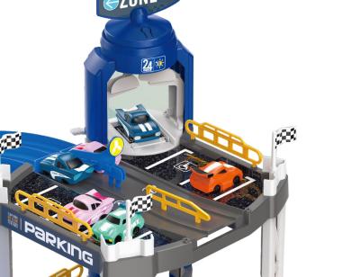 China Slot Toy Newest Amozon Hot Selling Final City Garage Track Set With 2cars Kids Car Garage Toy for sale