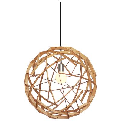 China Modern Nordic Ball Lamp Bedroom Bed Lamp Wooden Chandelier Around Bright Creative Wooden Pendant Lighting for sale