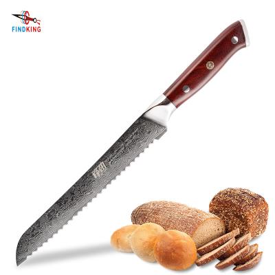 China 8 Inch Damascus Rosewood Handle Viable Professional Steel Bread Knife for sale