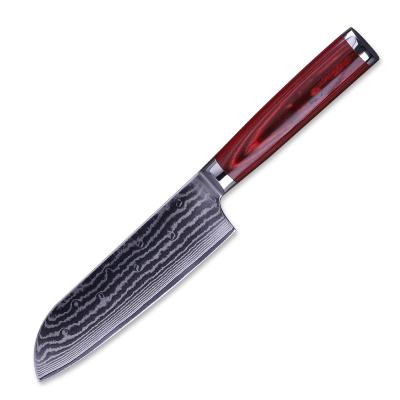 China Viable Hot Sale Amazon Chef Knife Micarta Handle Santoku 7 Inch 67 Layers Damascus Steel Kitchen Knife for sale