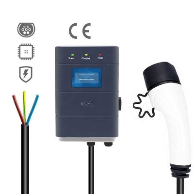 China 7/11/22KW EV Car Charger Mode Type 2 GBT EVSE Wall Mounted Box J1772 Type 1 Type2 RFID EV Charger Station 32A 220V XEV-A02 for sale