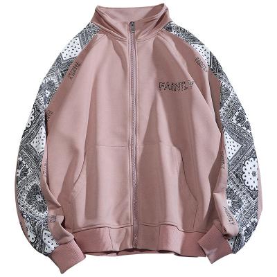 China 2021 Autumn New Design Retro Cashew Anti-shrink Floral Loose Zipper Men's Hoodies for sale