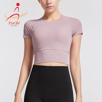 China 2021 Newest Design Anti-Wrinkle Design Shirts Fitness Crop Top Custom Logo T-Shirt For Women for sale