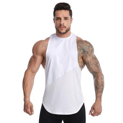 China Breathable Man Sports Wear Fashion Sleeveless Vest Exercising Gym Plus Size Casual Mens Vest White for sale